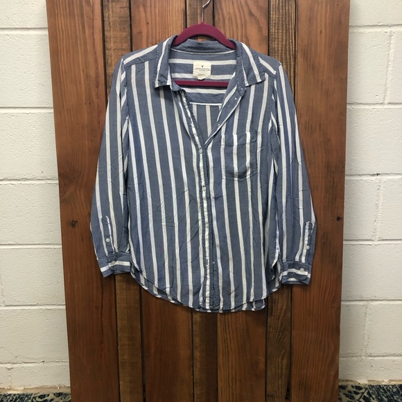 American Eagle size small striped button top - Picture 4 of 8